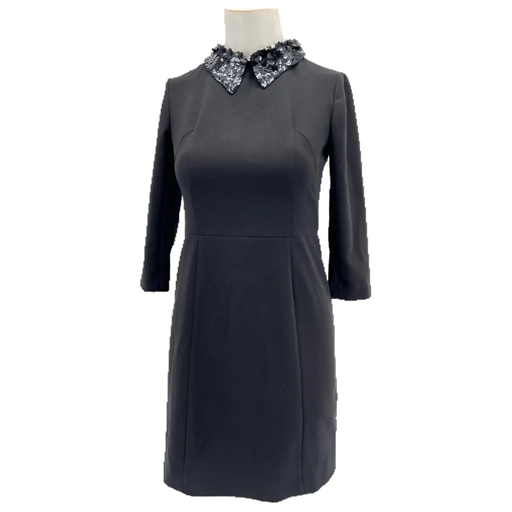 Sandro black long sleeve dress with detachable sequin collar size 1